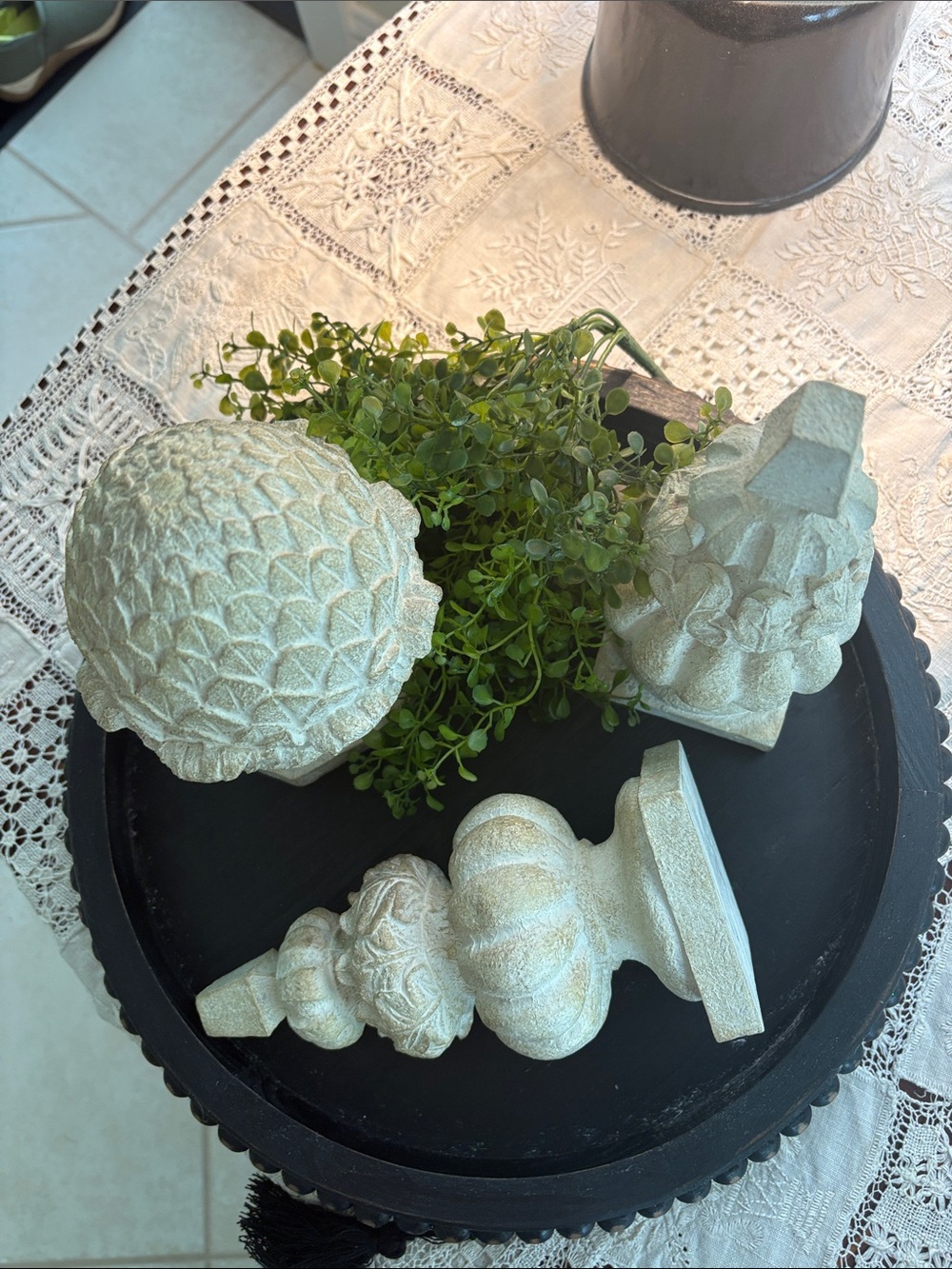 TRIO Resin Artichoke & Spires Finials French Country Farmhouse Cottagecore - Picture 3 of 16